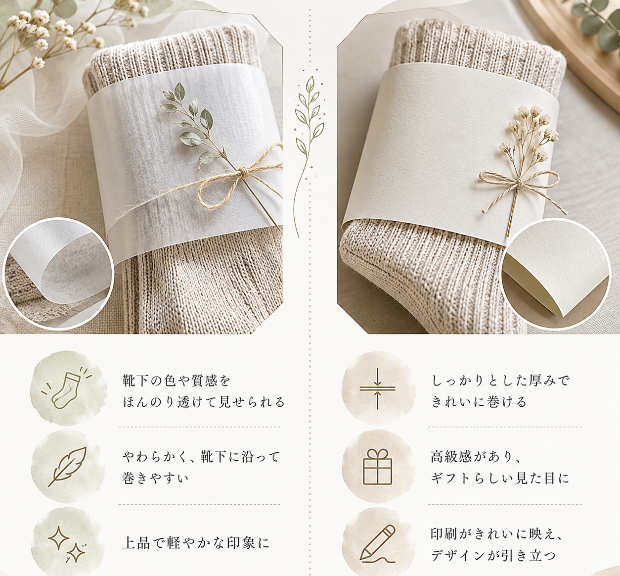トレーシングペーパーと厚紙の比較
